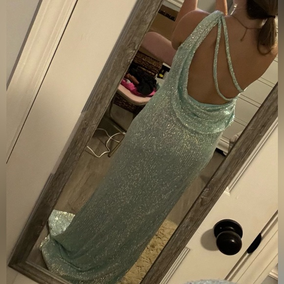 Ieena By Mac Duggal One-Shoulder Sequin Gown - Picture 12 of 12